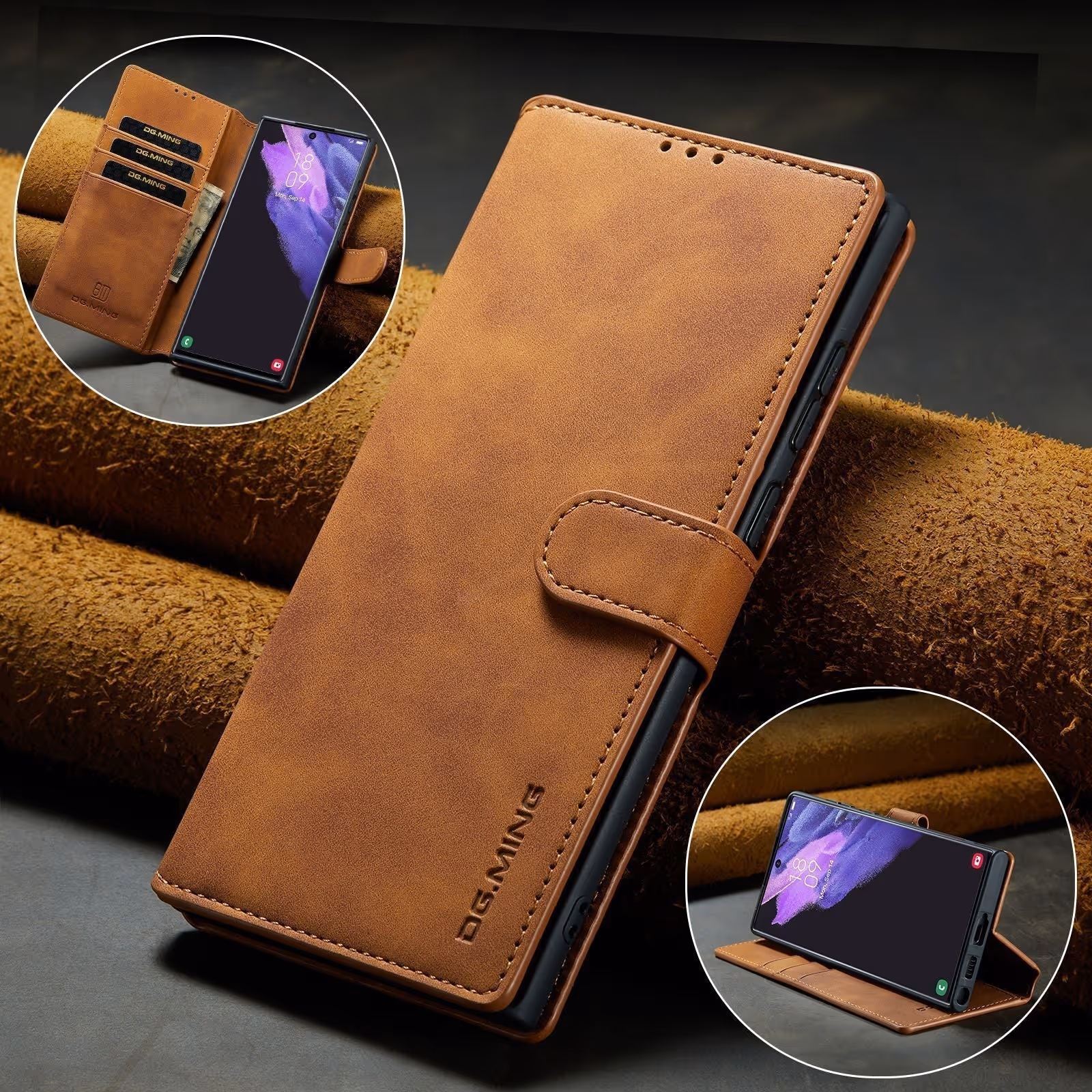 Retro Card Wallet Leather Phone Case For Samsung Note10 Series